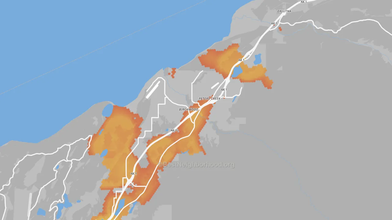 Bike Grade map of Chugiak, AK