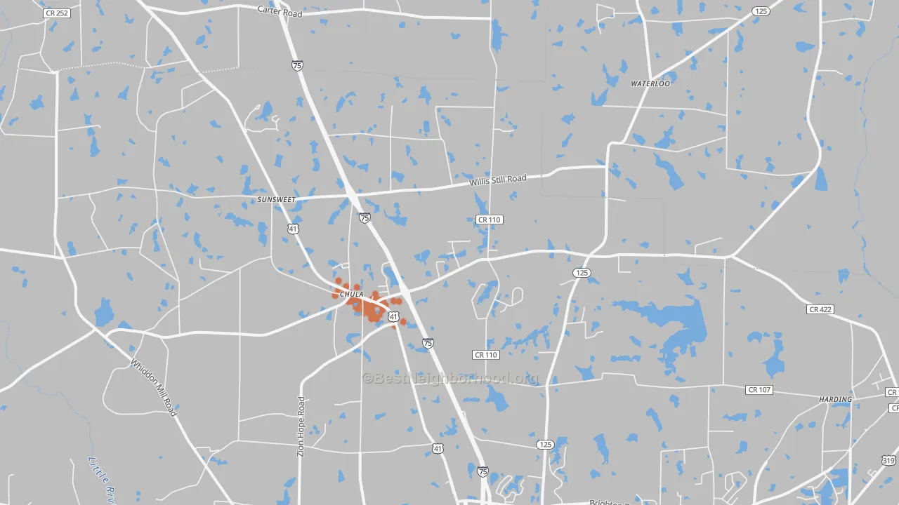 Bike Grade map of Chula, GA