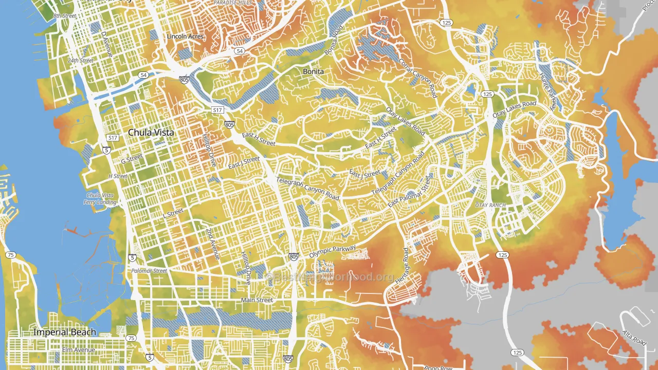 Bike Grade map of Chula Vista, CA