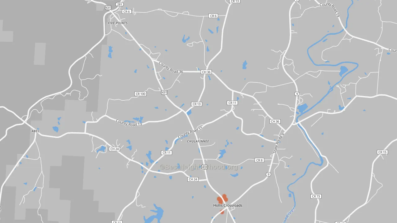 Bike Grade map of Chulafinnee, AL