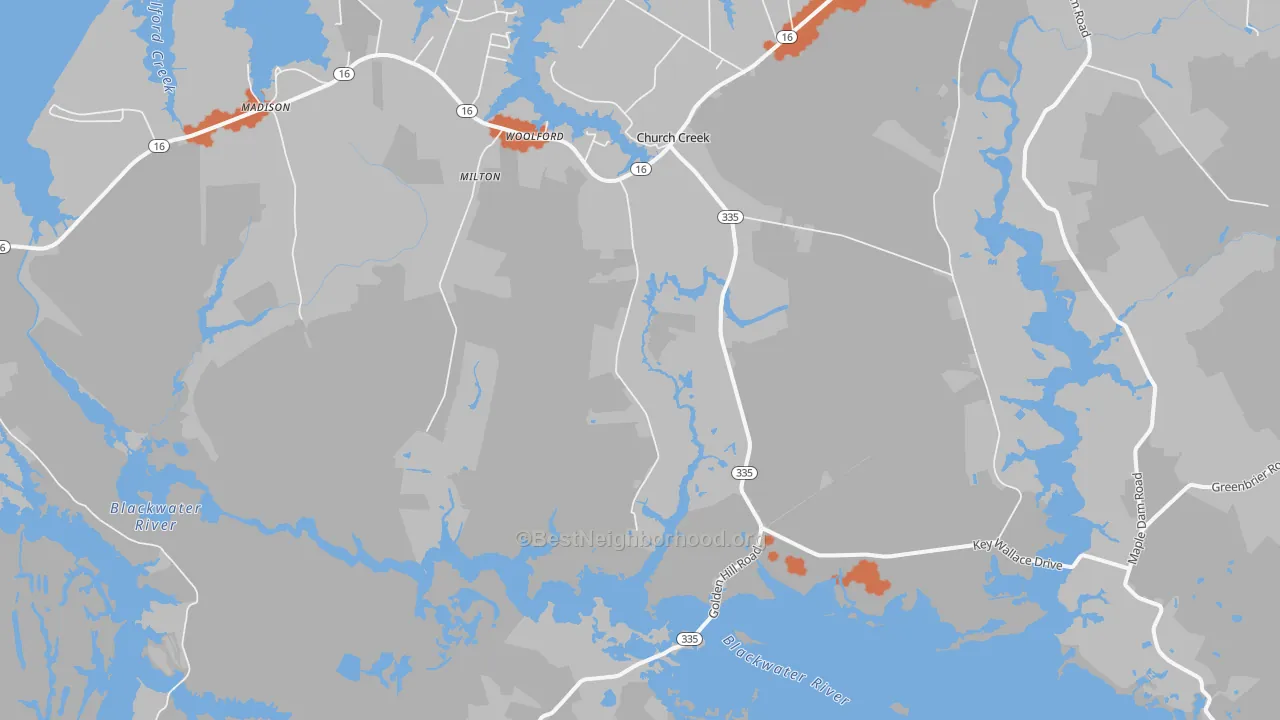 Bike Grade map of Church Creek, MD