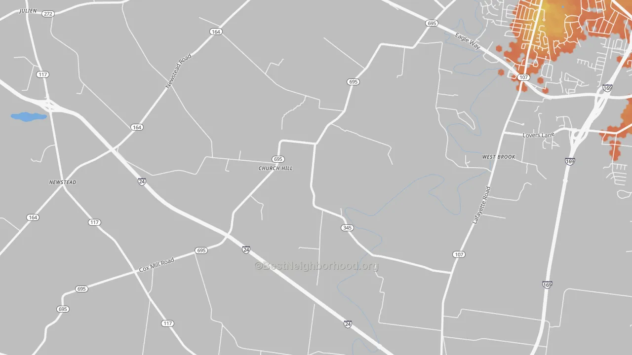 Bike Grade map of Church Hill, KY