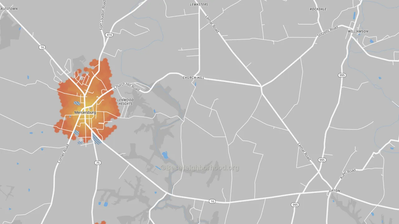Bike Grade map of Church Hill, PA