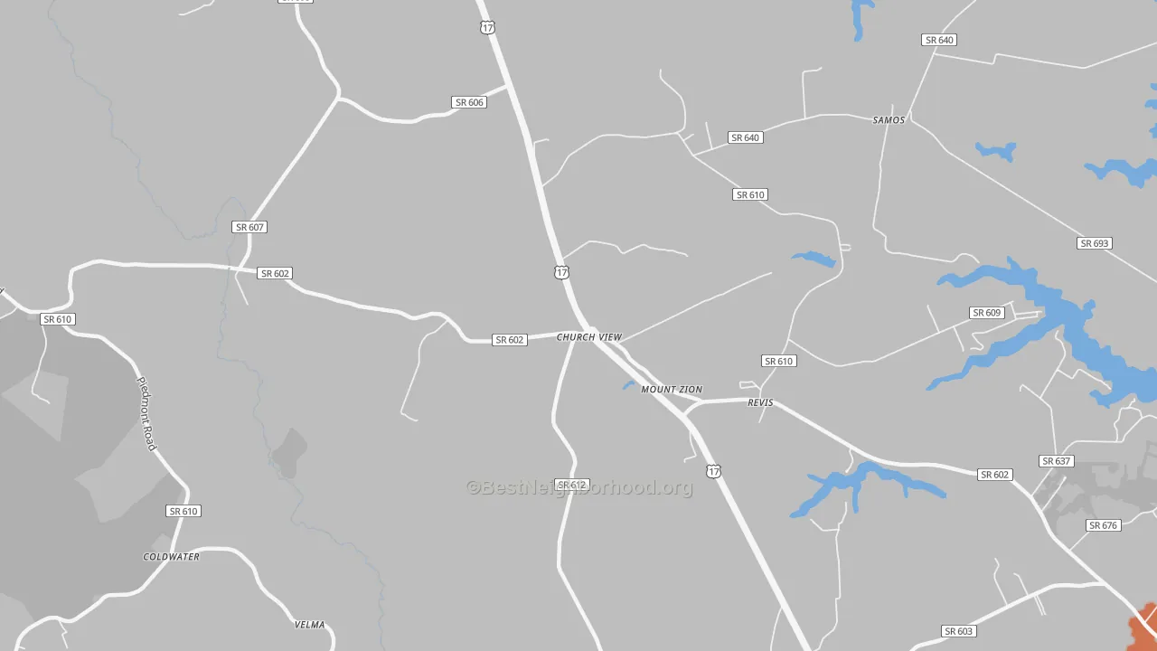 Bike Grade map of Church View, VA