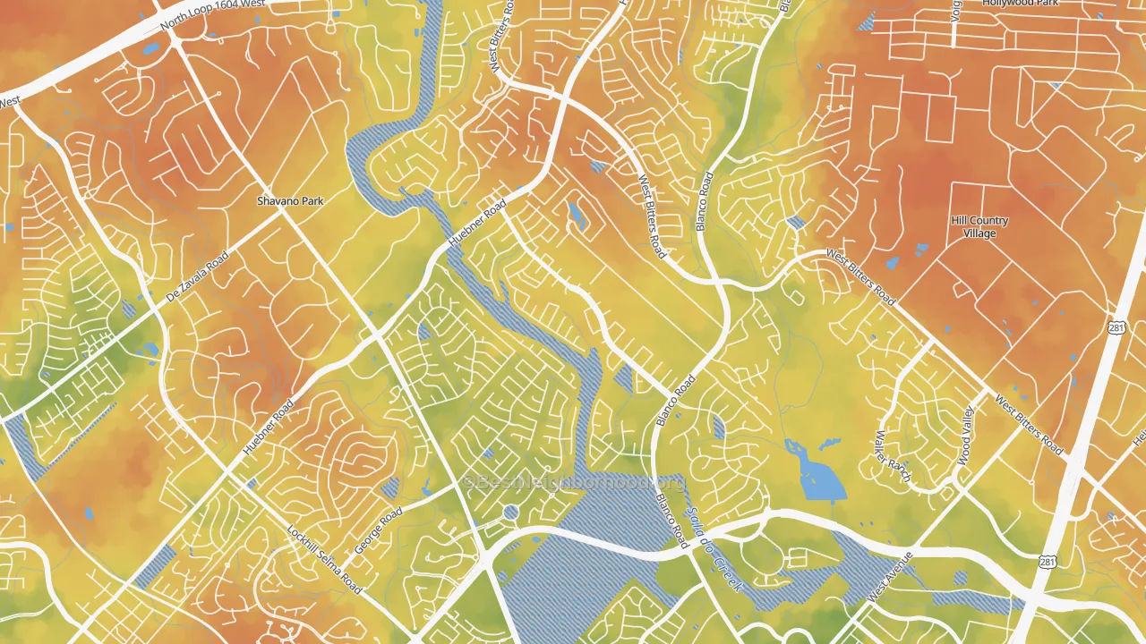 Bike Grade map of Churchill Estates, San Antonio, TX