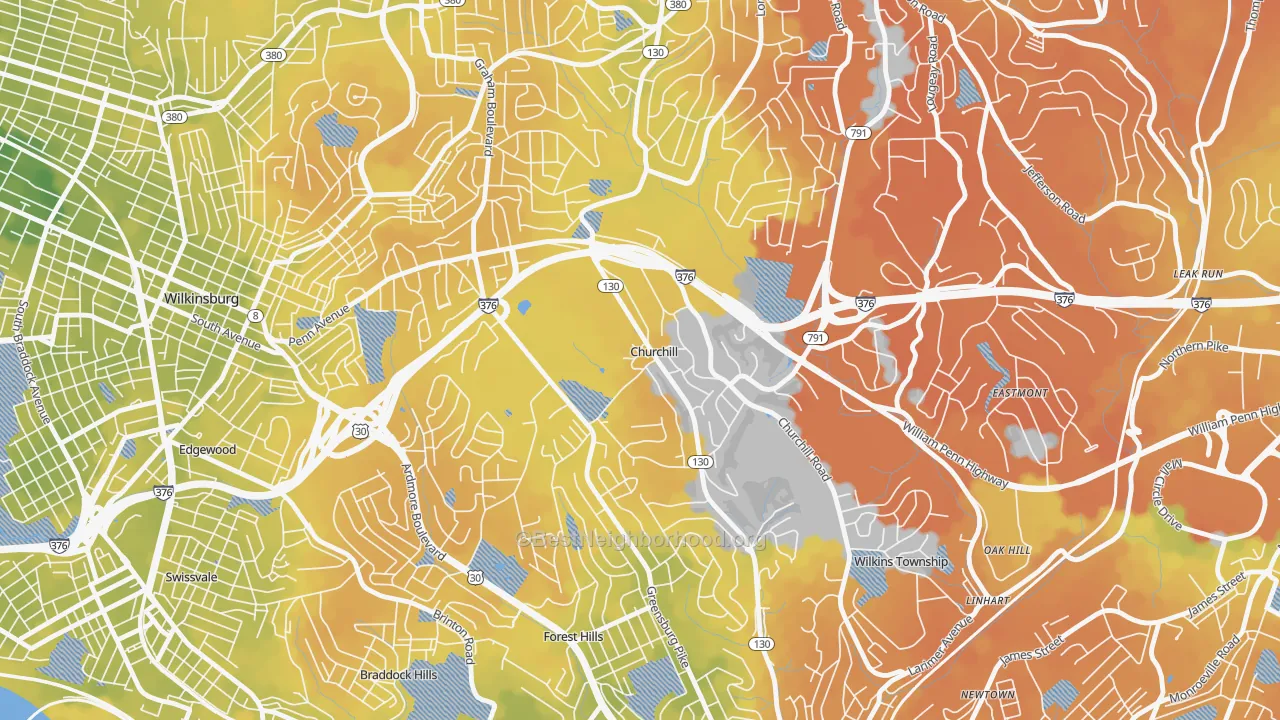 Bike Grade map of Churchill, PA