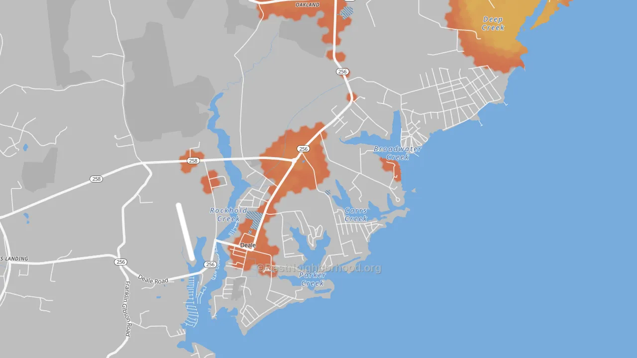 Bike Grade map of Churchton, MD
