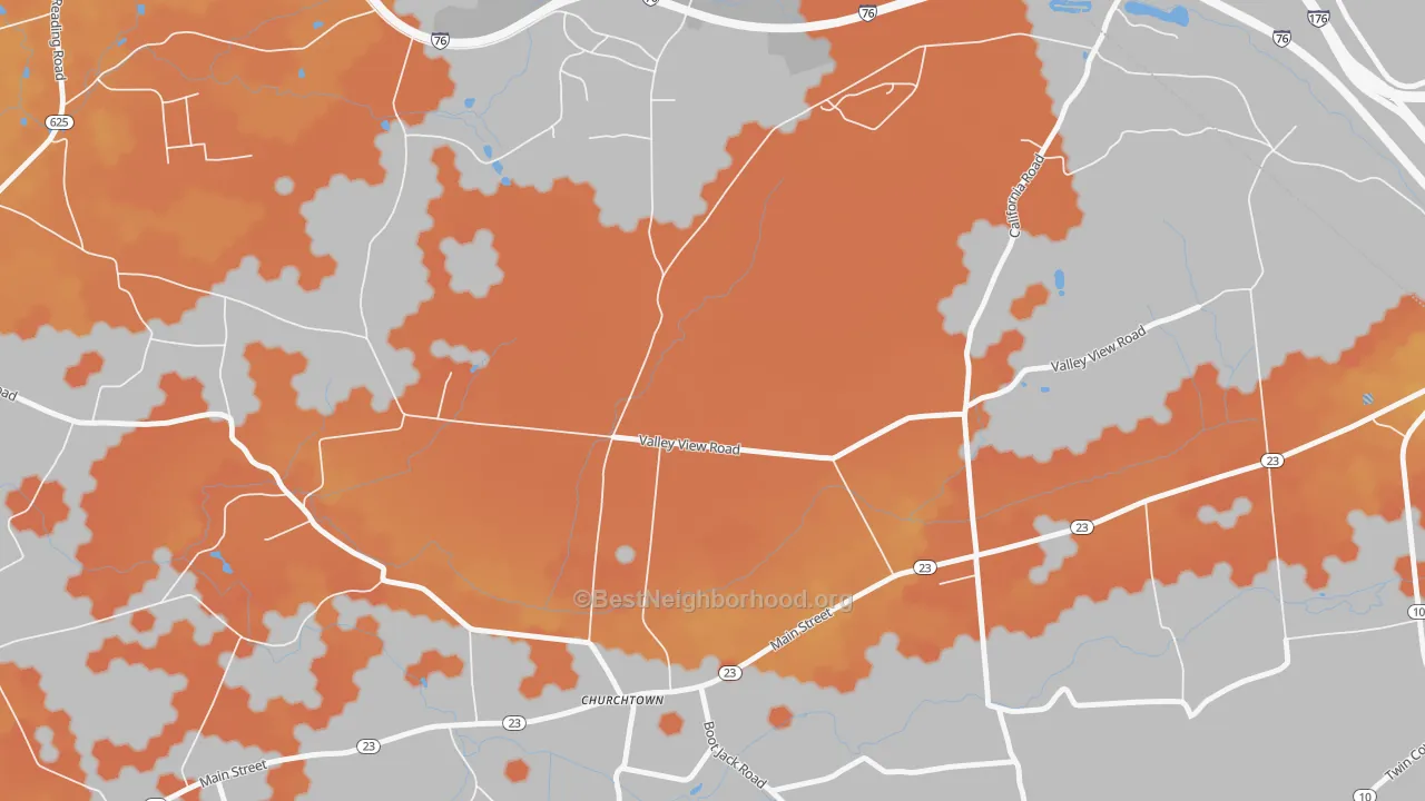 Bike Grade map of Churchtown, PA