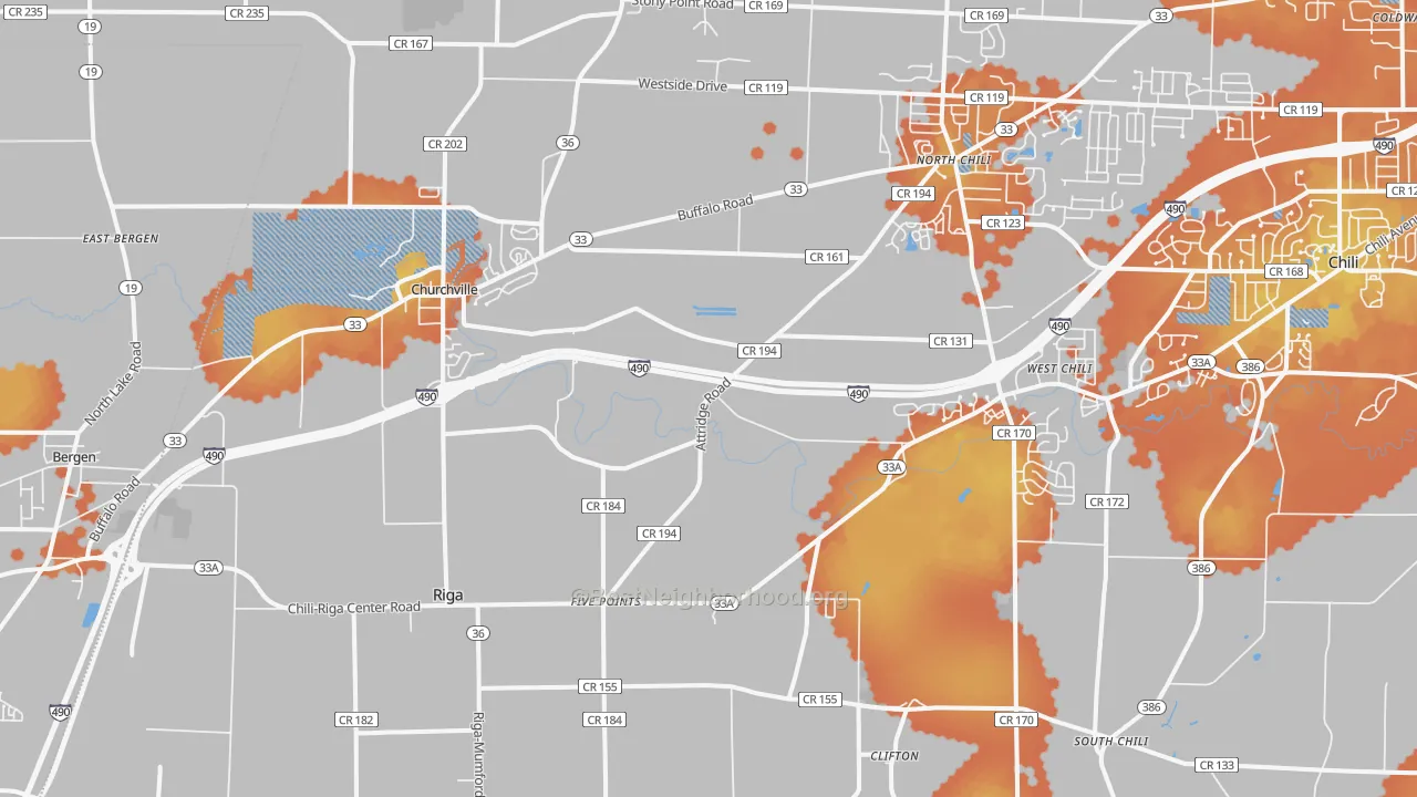 Bike Grade map of Churchville, NY