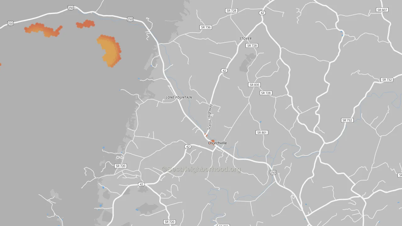 Bike Grade map of Churchville, VA