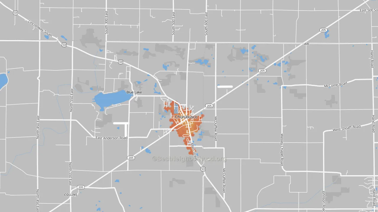Bike Grade map of Churubusco, IN