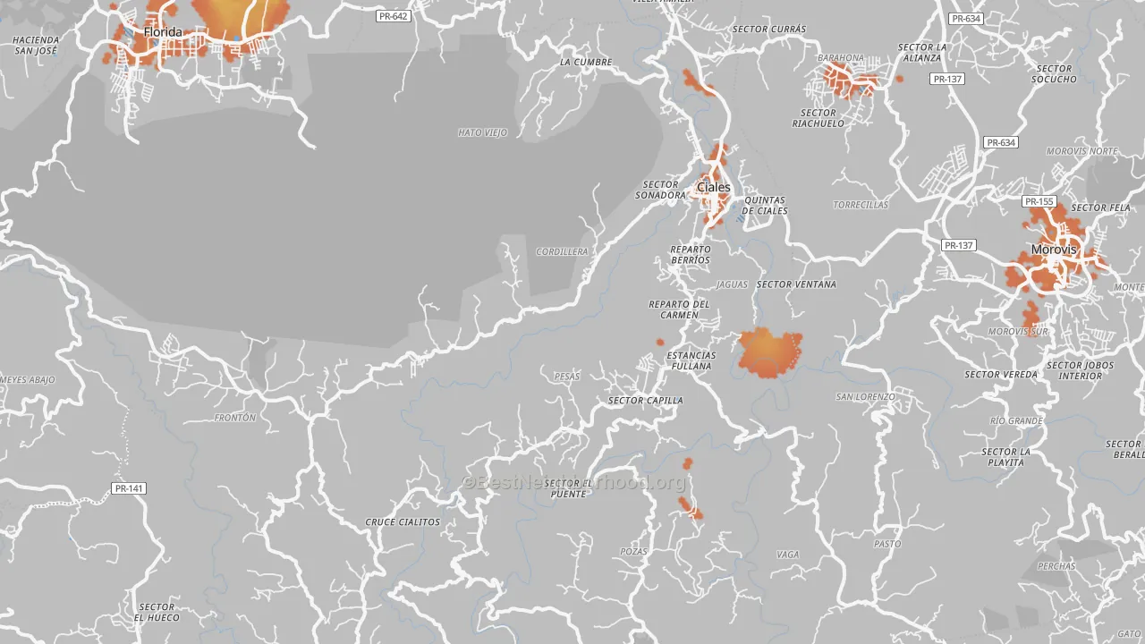 Bike Grade map of Ciales Municipio, PR