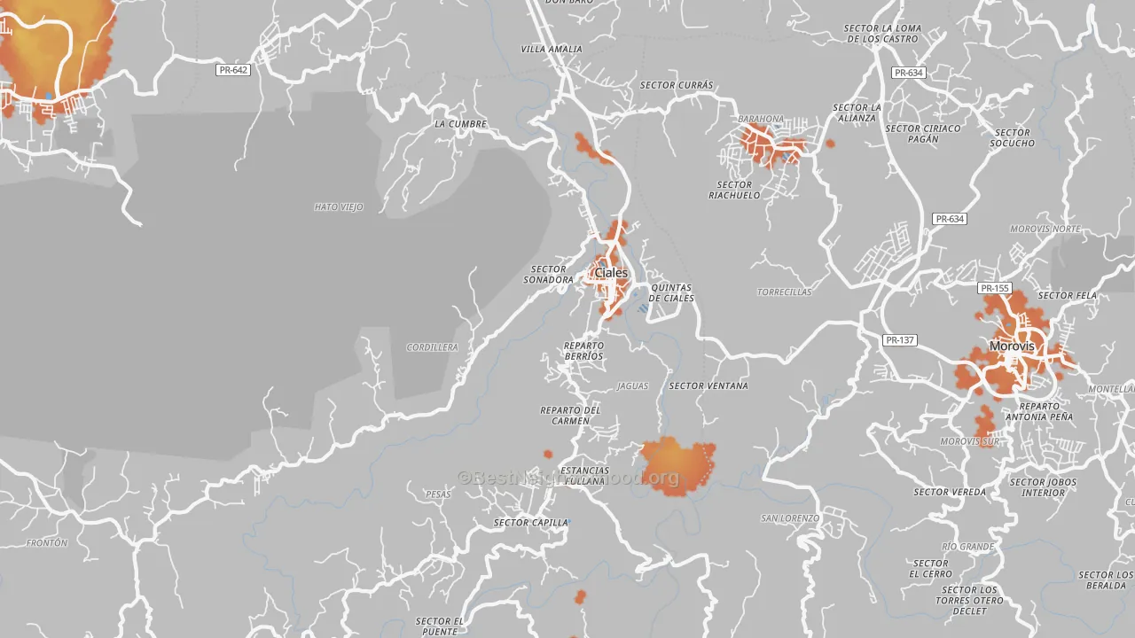 Bike Grade map of Ciales, PR