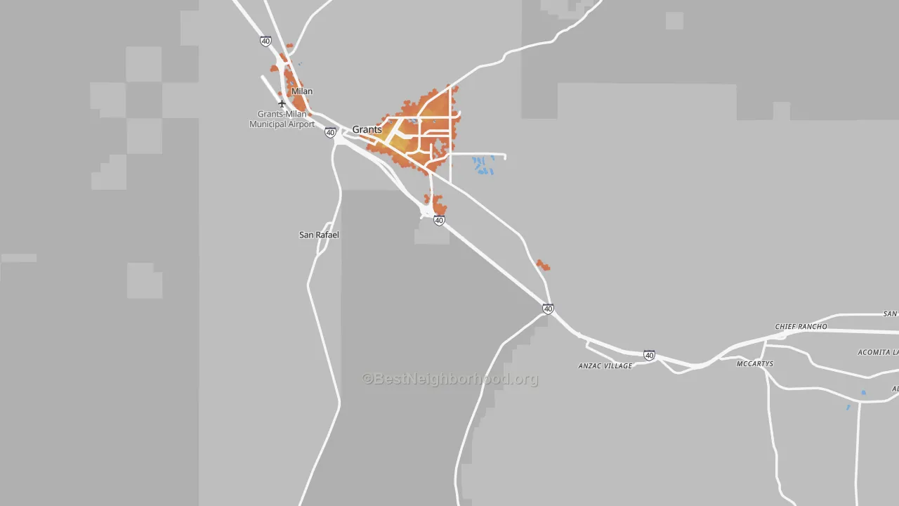 Bike Grade map of Cibola County, NM