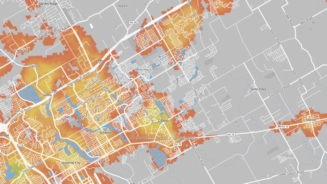 Bike Grade map of Cibolo, TX