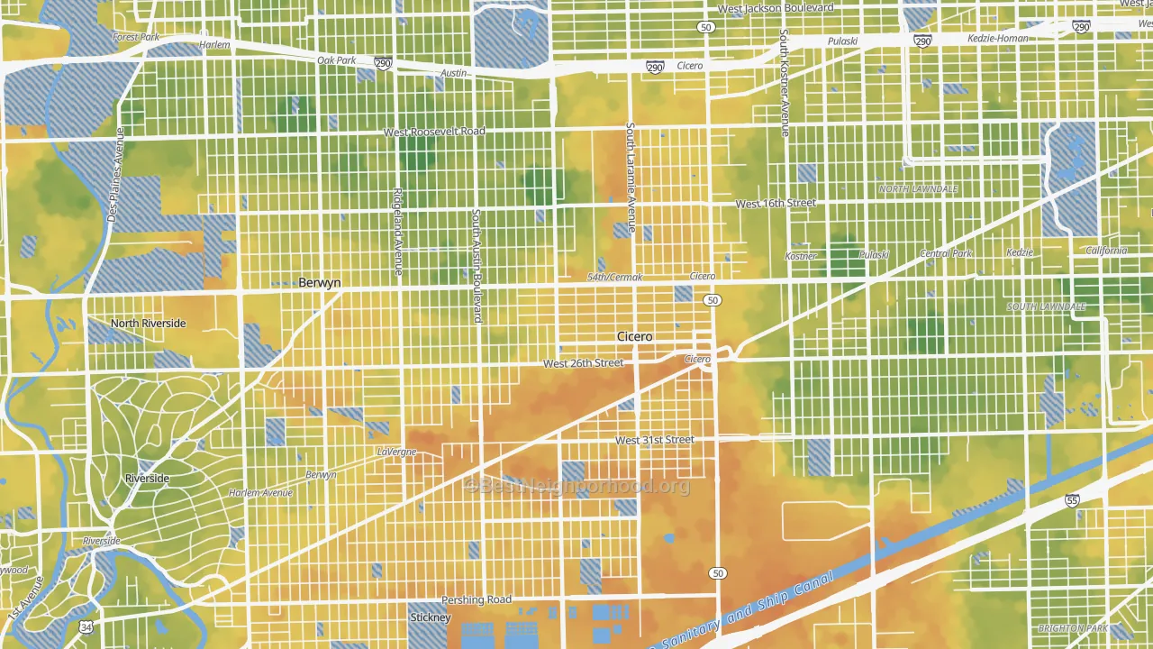 Bike Grade map of Cicero, IL