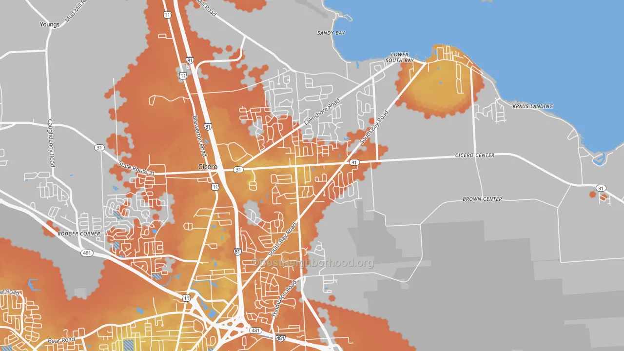 Bike Grade map of Cicero, NY