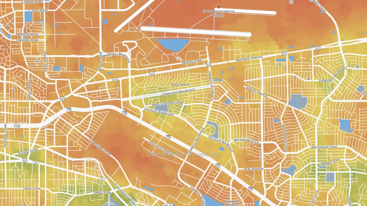 Bike Grade map of Cielo Vista South, El Paso, TX