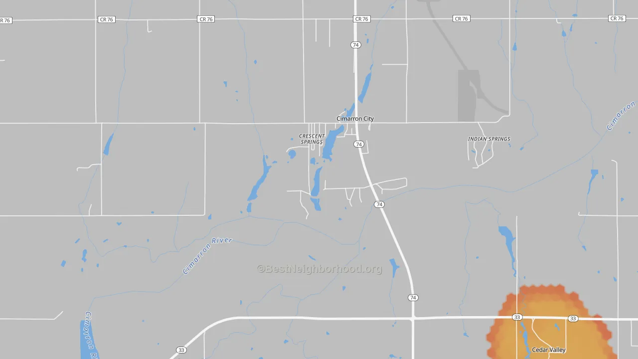 Bike Grade map of Cimarron City, OK