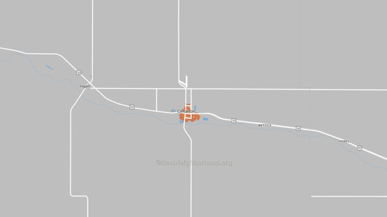 Bike Grade map of Cimarron, KS