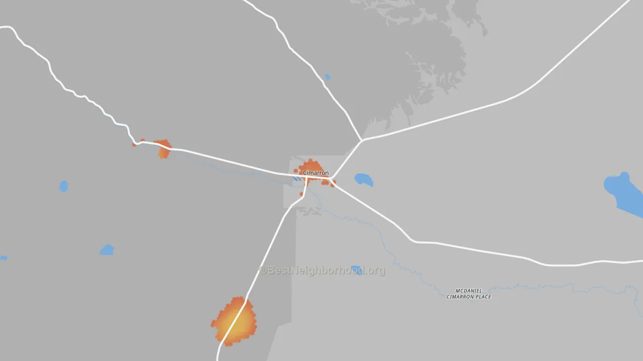 Bike Grade map of Cimarron, NM