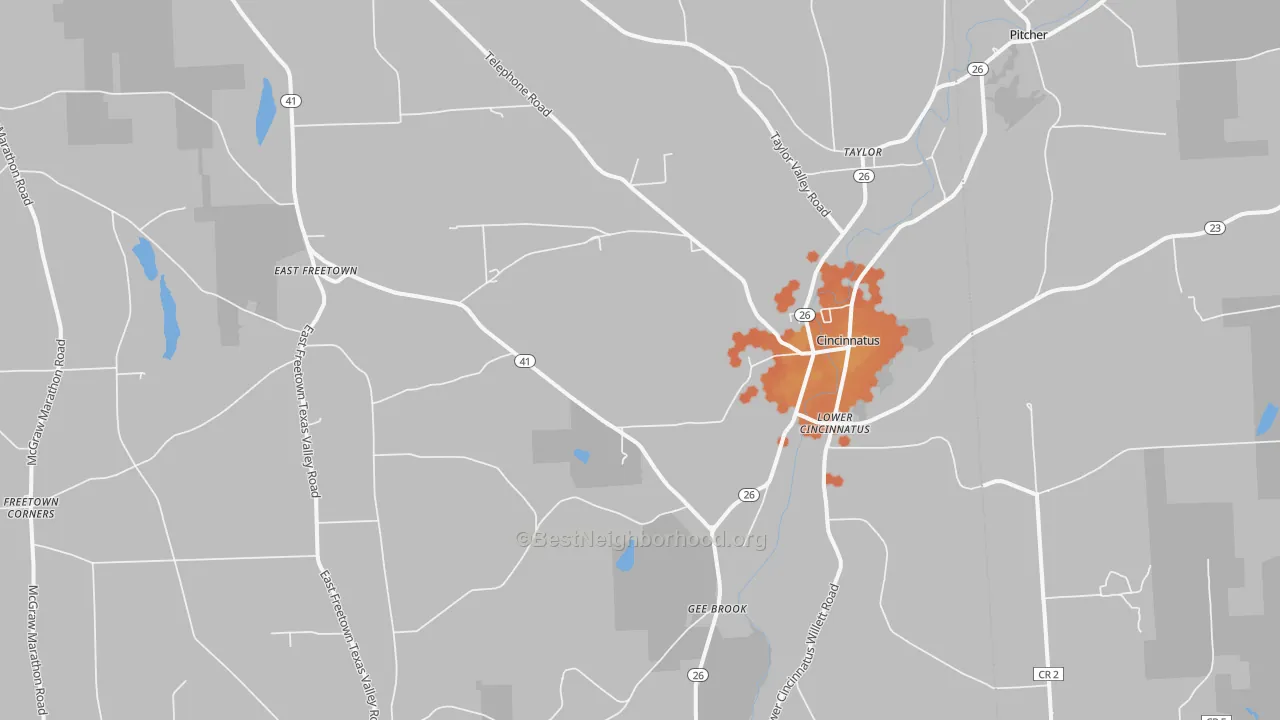 Bike Grade map of Cincinnatus, NY
