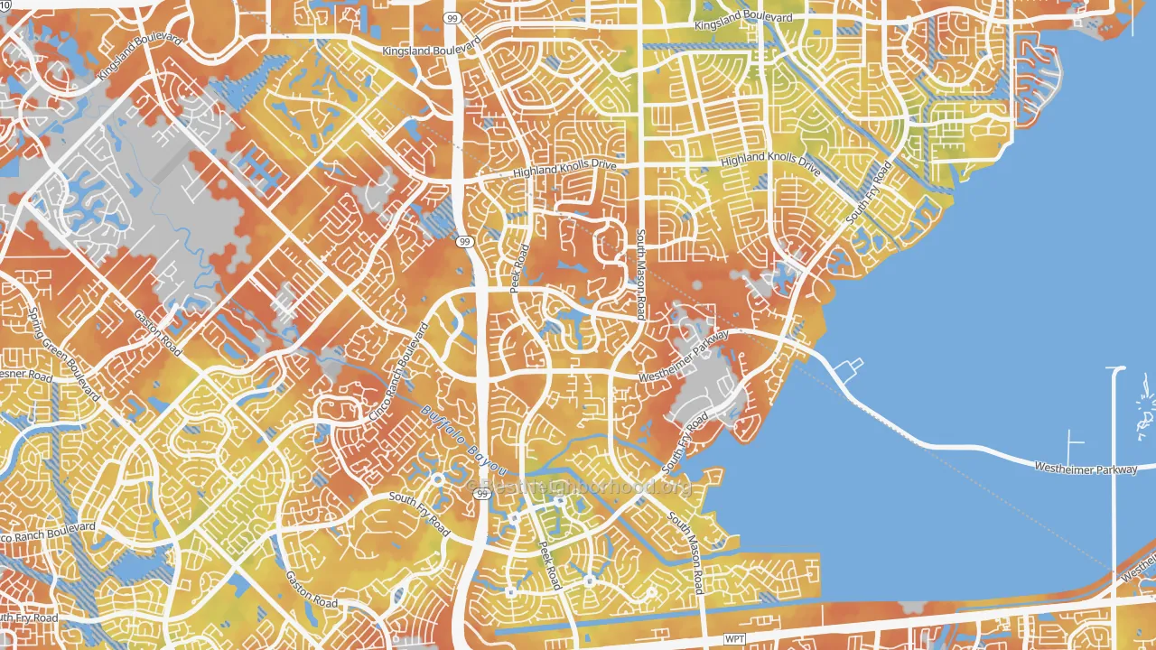 Bike Grade map of Cinco Ranch, TX