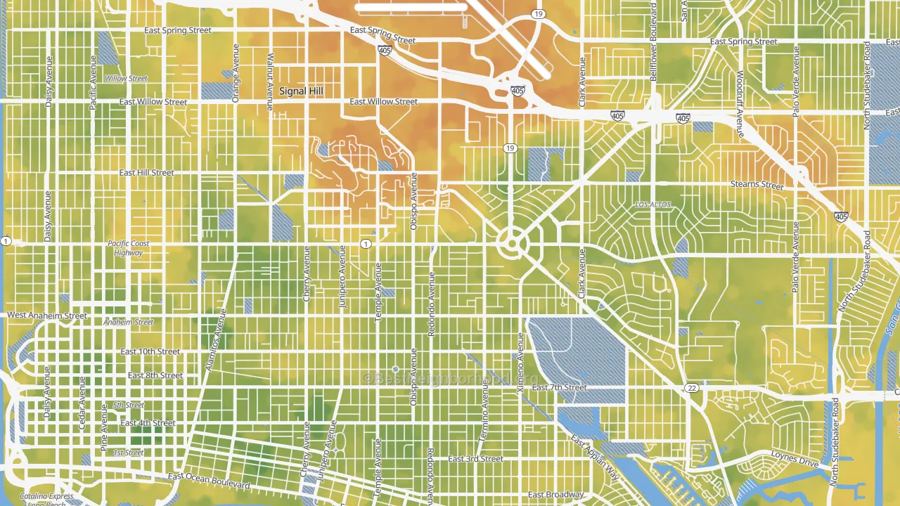 Bike Grade map of Circle Area, Long Beach, CA