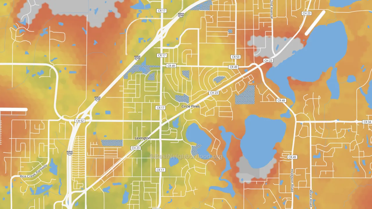 Bike Grade map of Circle Pines, MN