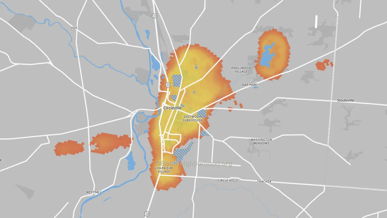 Bike Grade map of Circleville, OH