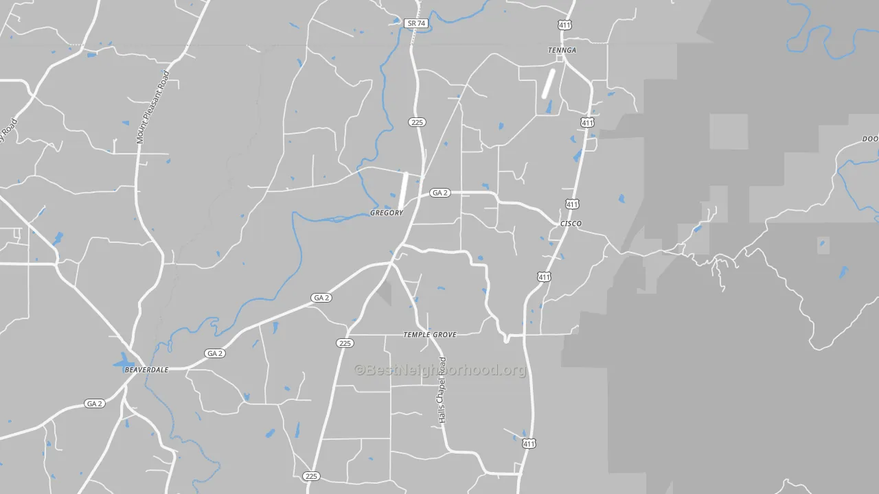 Bike Grade map of Cisco, GA
