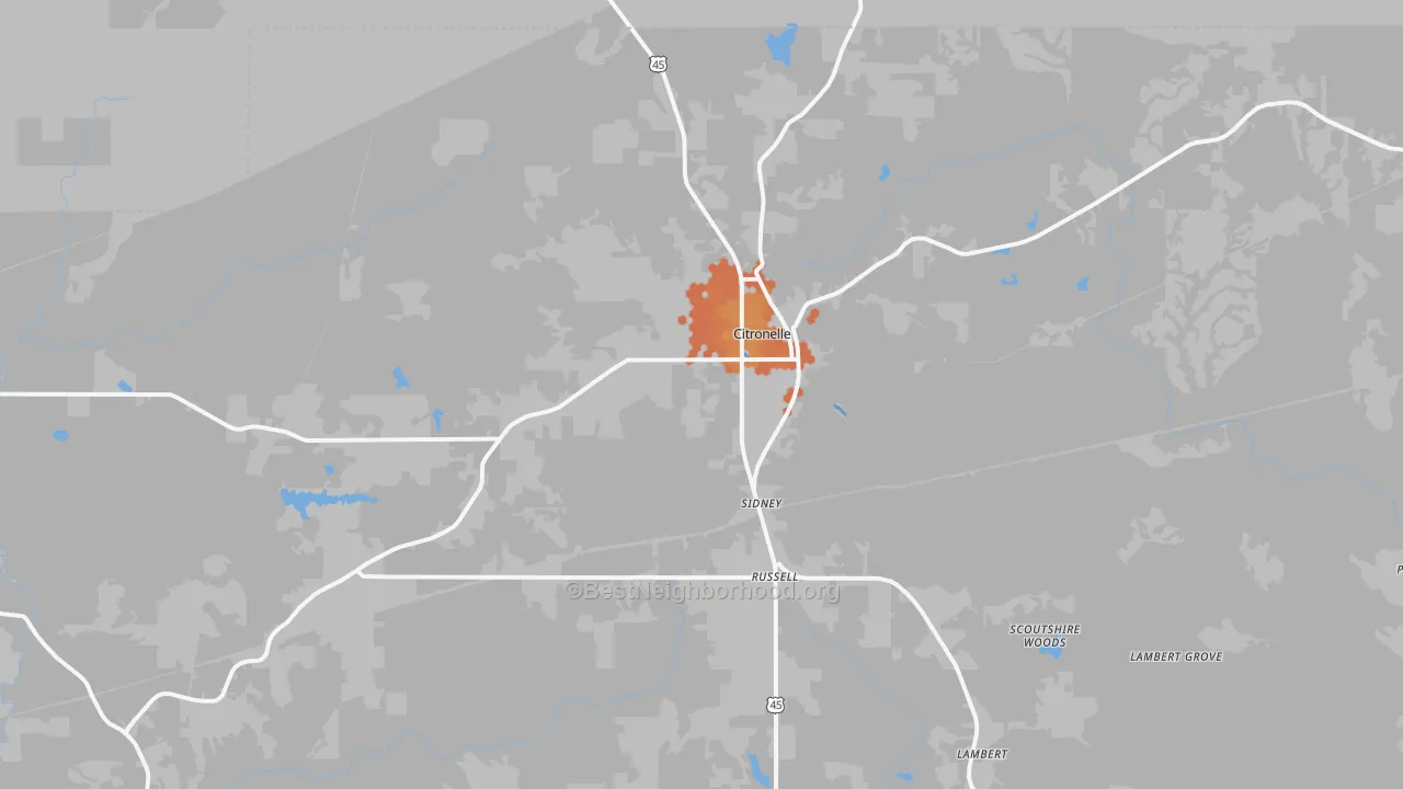 Bike Grade map of Citronelle, AL