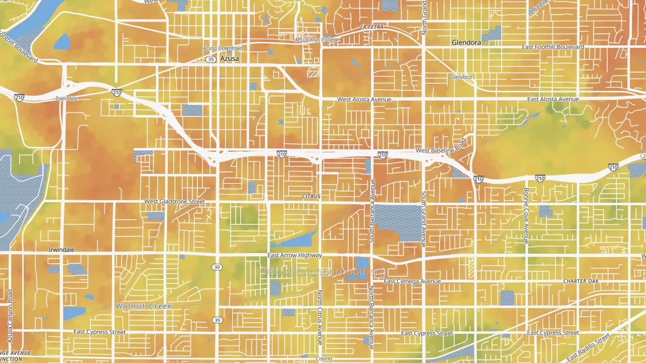 Bike Grade map of Citrus, CA