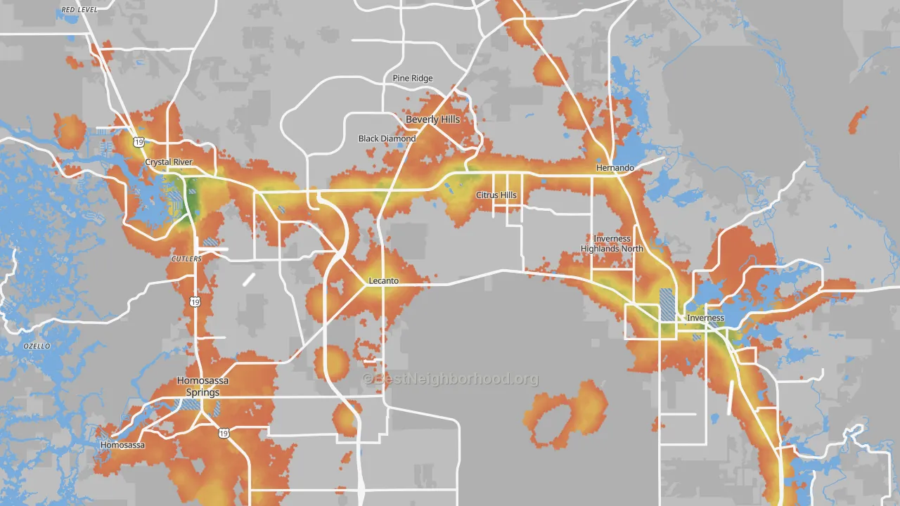 Bike Grade map of Citrus County, FL