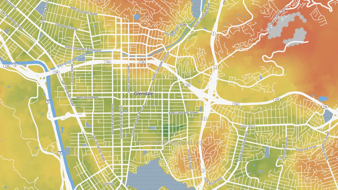Bike Grade map of Citrus Grove, Glendale, CA