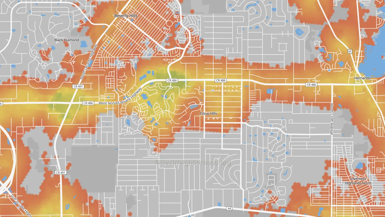 Bike Grade map of Citrus Hills, FL