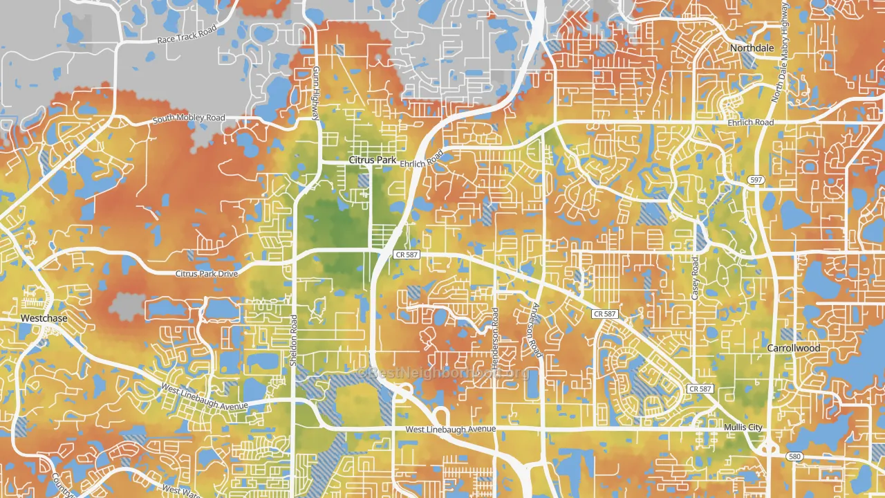 Bike Grade map of Citrus Park, FL