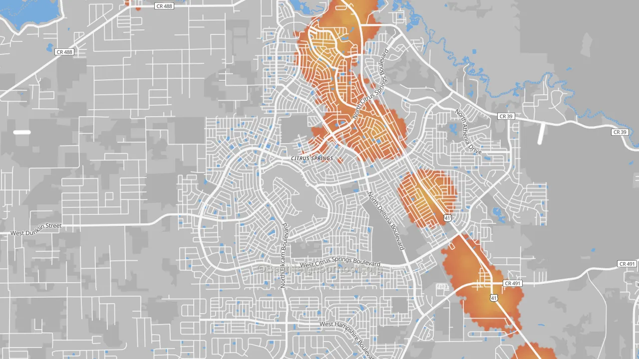 Bike Grade map of Citrus Springs, FL
