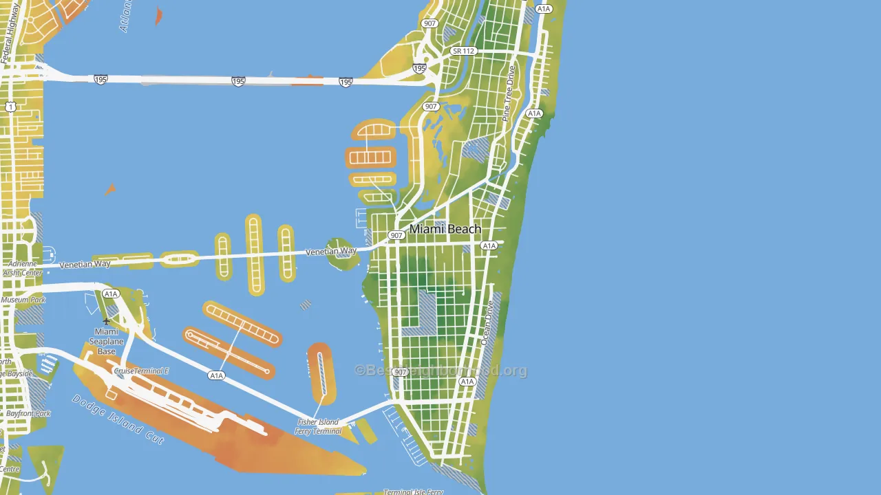 Bike Grade map of City Center, Miami Beach, FL