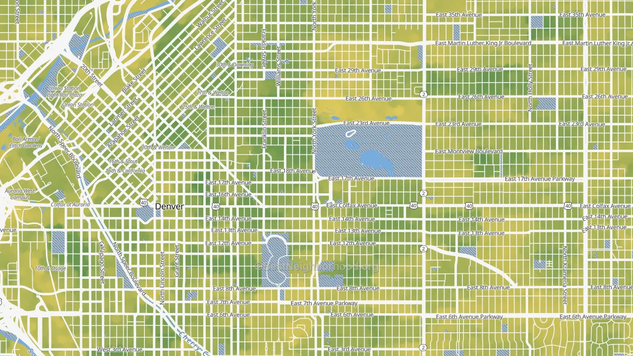 Bike Grade map of City Park, Denver, CO