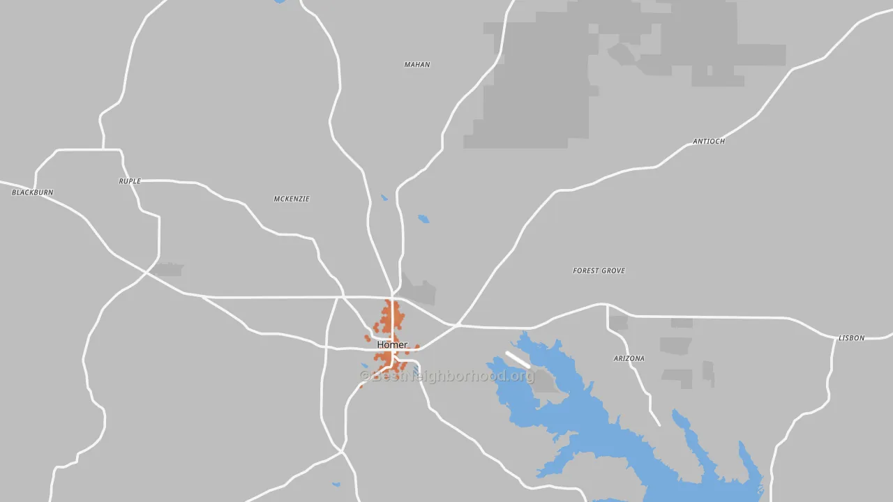 Bike Grade map of Claiborne Parish, LA