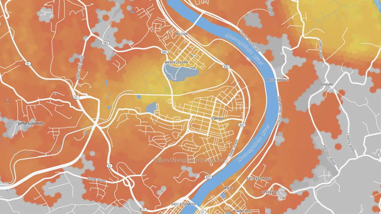 Bike Grade map of Clairton, PA