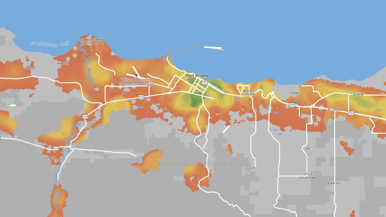 Bike Grade map of Clallam County, WA