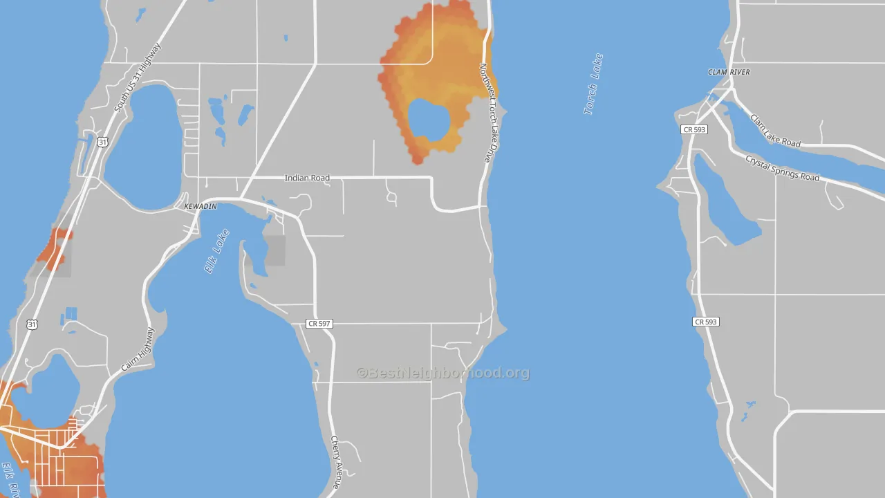 Bike Grade map of Clam River, MI
