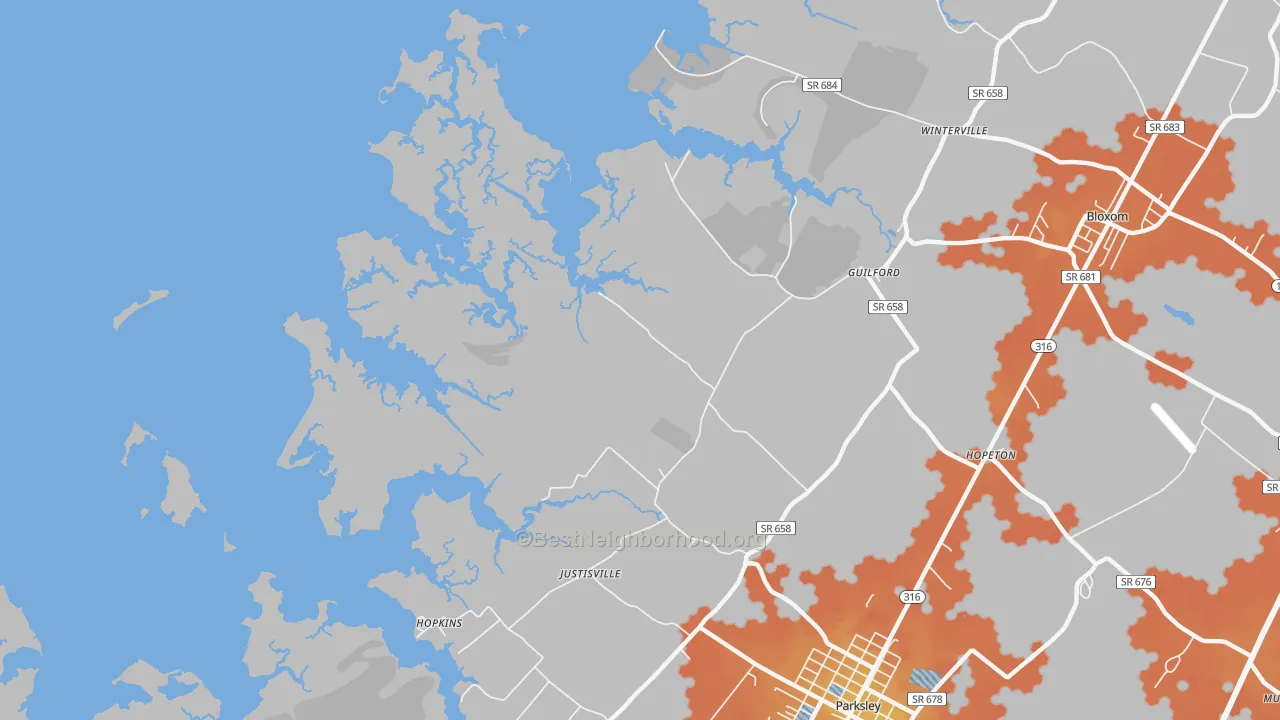Bike Grade map of Clam, VA