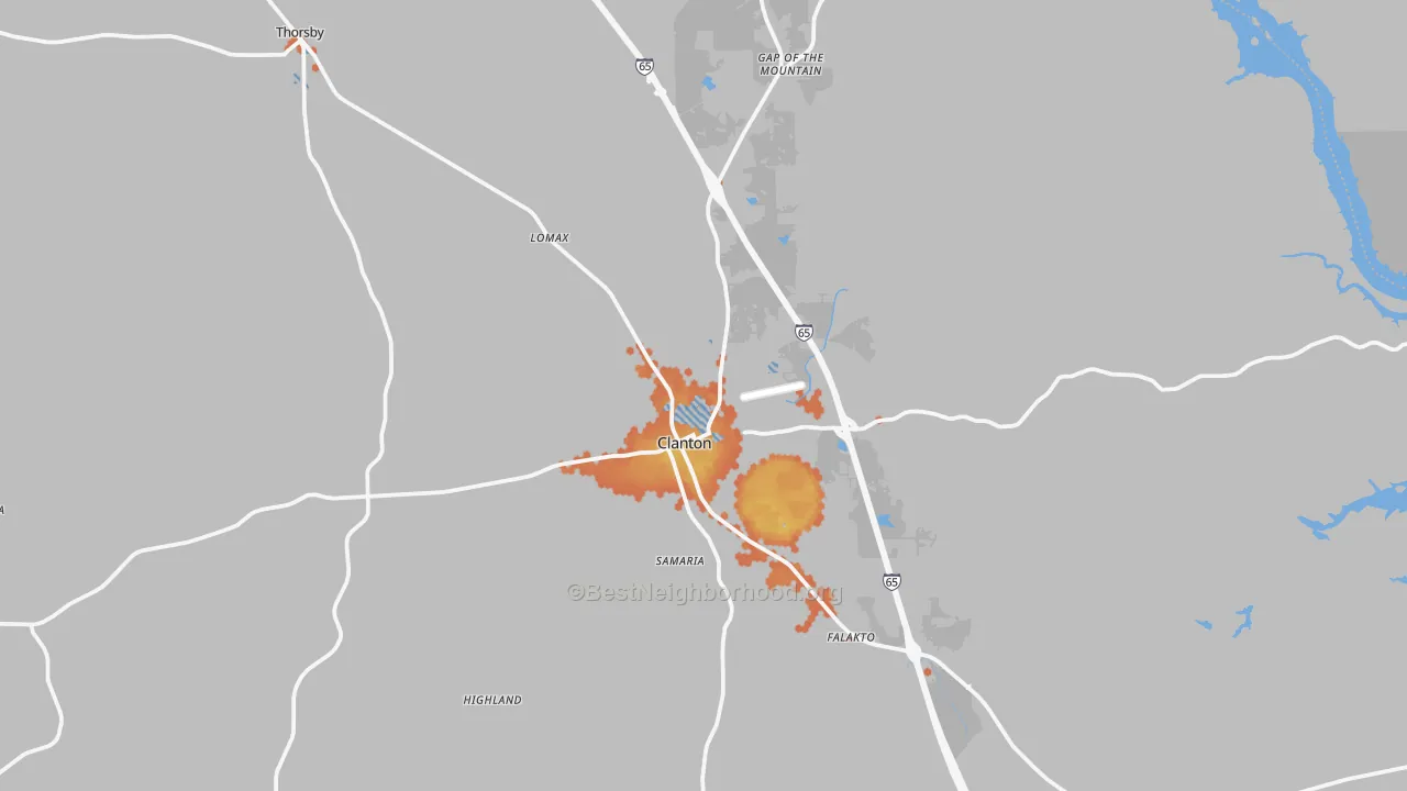 Bike Grade map of Clanton, AL