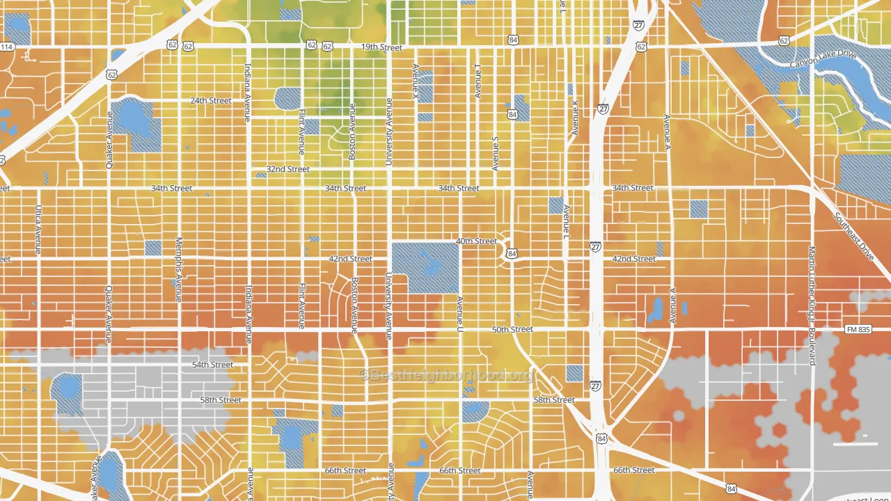 Bike Grade map of Clapp Park, Lubbock, TX