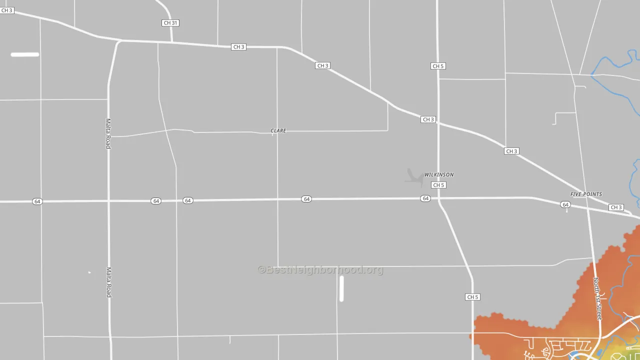 Bike Grade map of Clare, IL