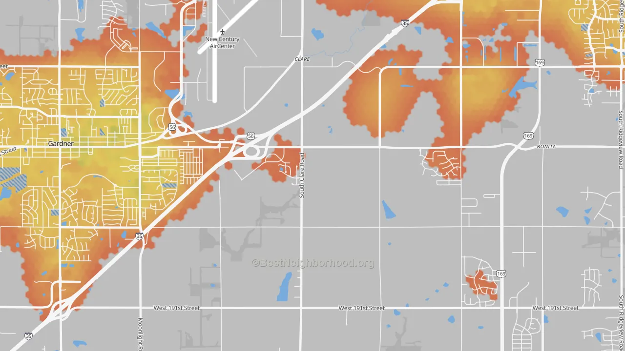 Bike Grade map of Clare, KS