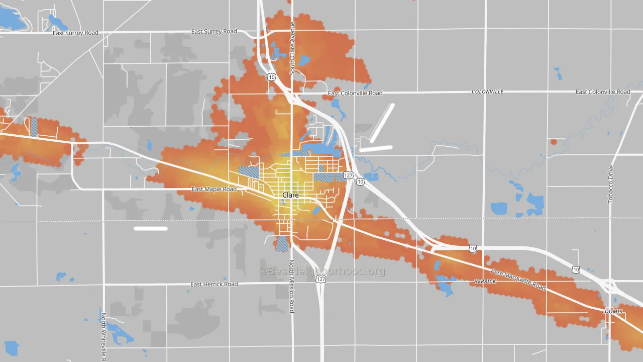 Bike Grade map of Clare, MI